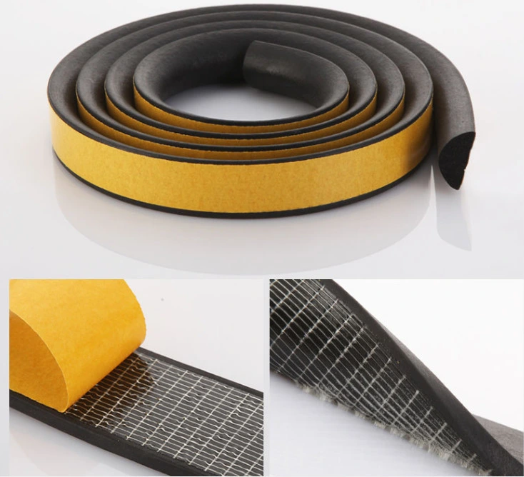 D Shape Foam Rubber Seal Self Adhesive Backed EPDM Sponge Strip Closed Cell Rubber Extrusion Profile