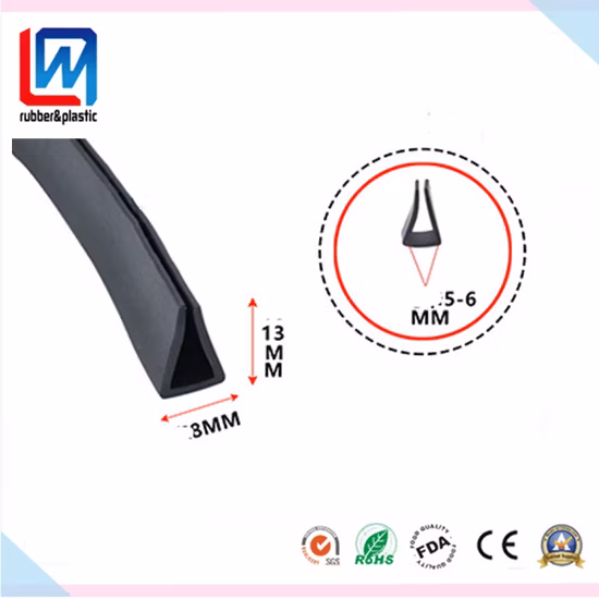 EPDM Silicone Solid Rubber Extrusion Profile for Machinery Equipment, Glass